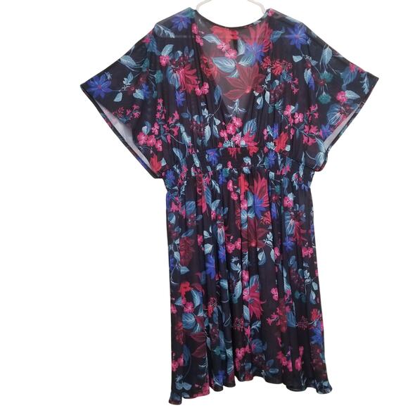TORRID Women's Multicolor Floral Smock Waist Swim Coverup Dress Size Plus 3/3X. - Picture 6 of 10
